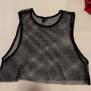 Black Mesh Crop Top